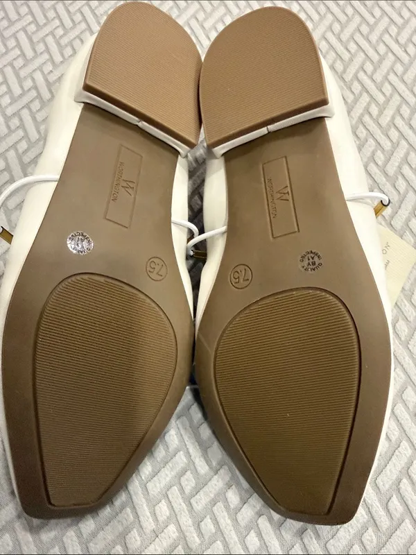 Worthington Ballet Flats Ballerina White Faux Leather Sz 7.5M Memory Foam Shoes - Image 8
