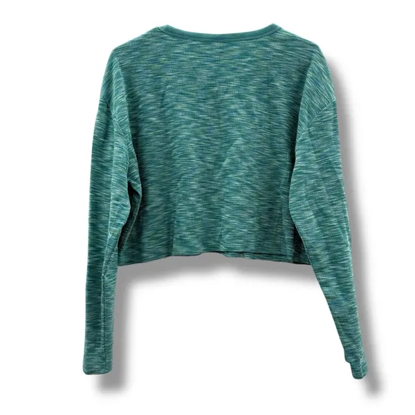 Aritzia Sunday Best Blue Green Space Dye Long Sleeve Cropped Top‎ Sz L - Image 2