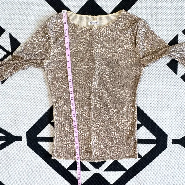 Intimately Free People Gold Rush Sequin Long Sleeve Top Small - Image 9