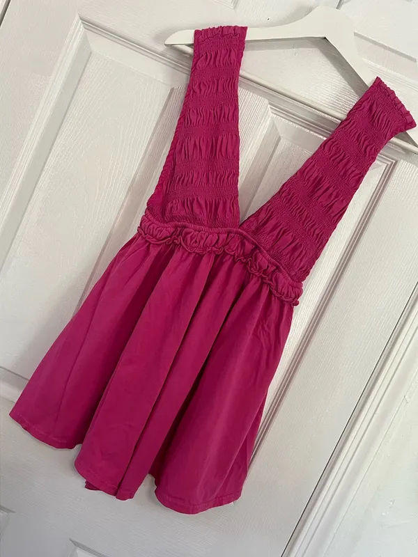 Anthropologie Pink Babydoll Romper XS Boho Coquette Beachy Flowy Mini Dress - Image 2