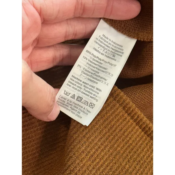 Madewell Ottoman Rib Square-Neck Top Dried Cedar Brown Rust XS Long Sleeve - Image 6