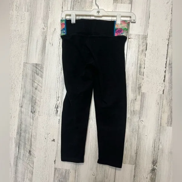 PINK Yoga Victoria’s Secret Cropped Leggings XS Black Workout Pants High Rise At - Image 5