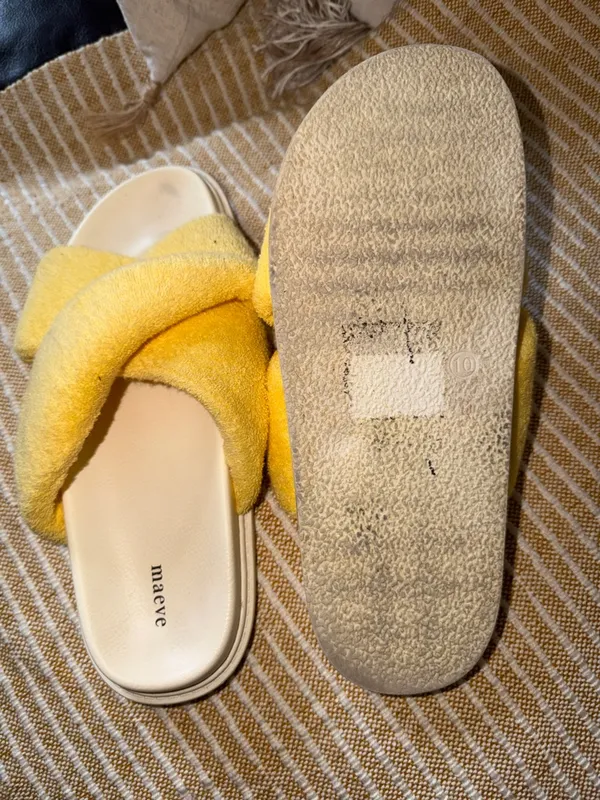 Maeve Anthropologie Bright Yellow Terry Slide Sandals - Image 5