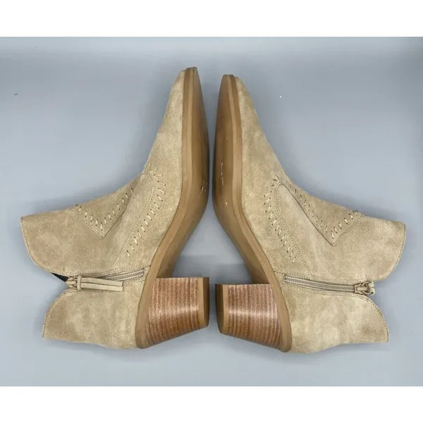 Rebecca Minkoff Womens Tan Suede‎ Ankle Boots 9.5 Bootie Heel Career Casual - Image 4