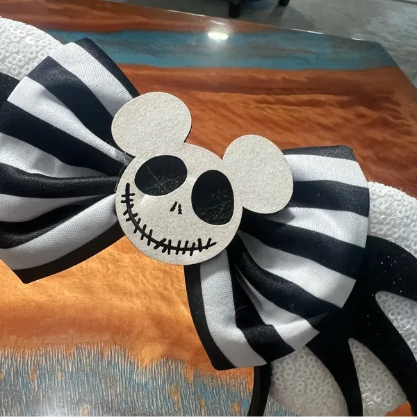 Disney Nightmare Before Christmas Black white Mouse ears Jack Skellington - Image 2