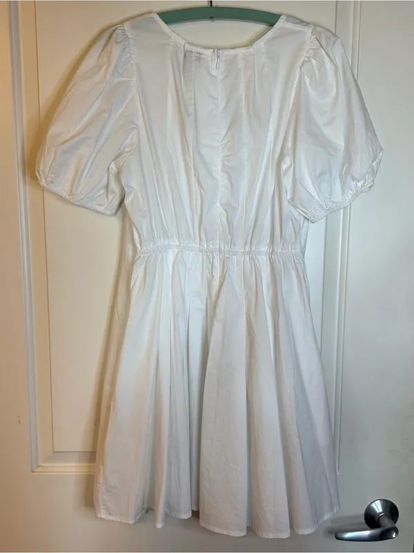 Scoop Women’s Button Front Mini Dress with Puff Sleeves Size M White Size M - Image 5