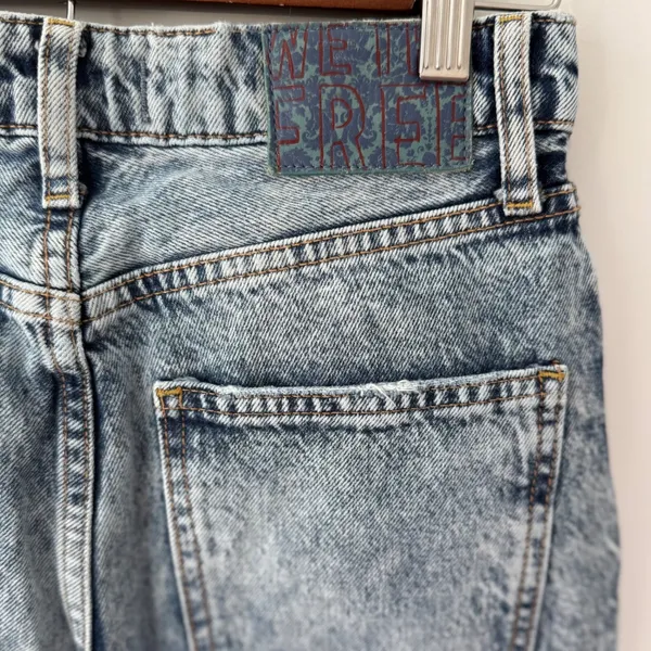 Free People We The Free My Own Lane Straight‎ Jeans Acid Wash Distressed Size 25 - Image 7