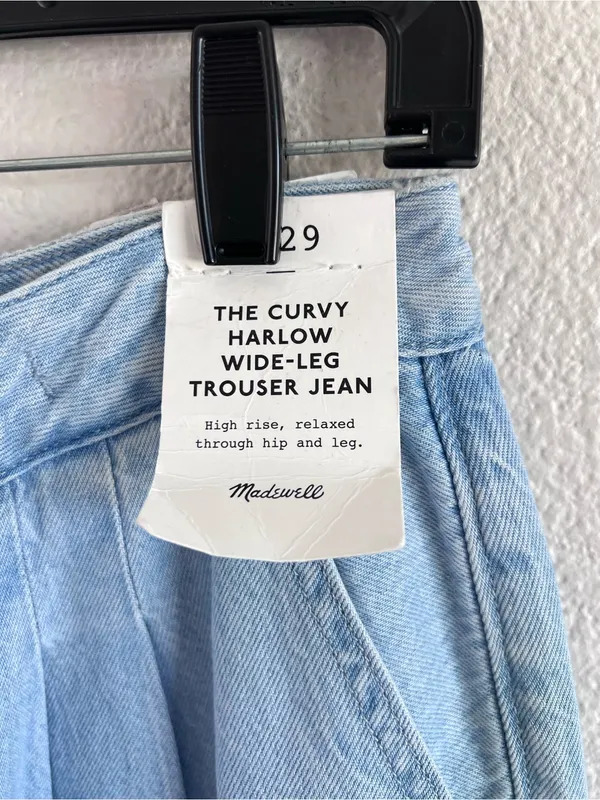 NWT Madewell Women's The Curvy Harlow Wide‎ Leg Trouser Jean High Rise Noll Wash - Image 4