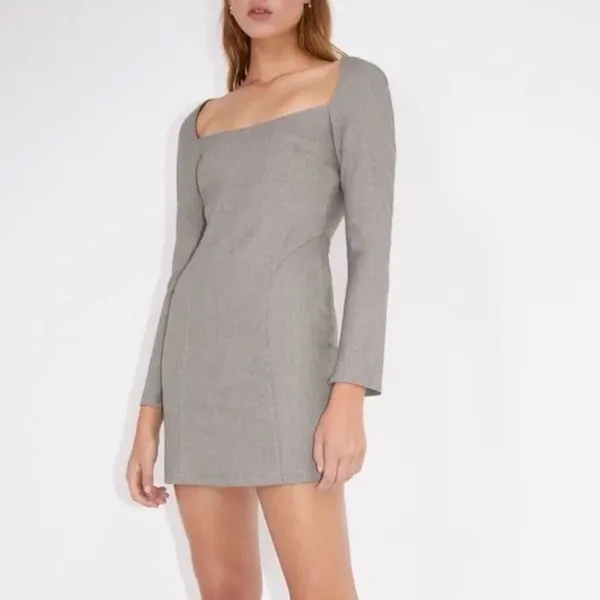 Zara Brown Plaid Square Neck Dress Size XS - Image 2