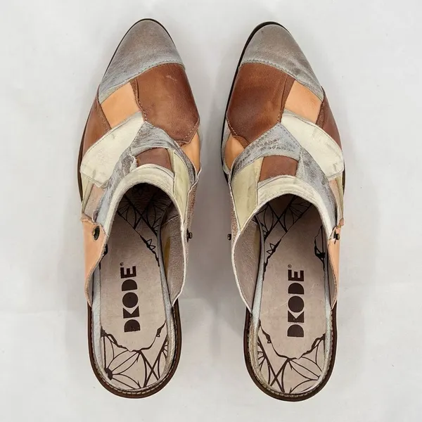 DKODE Jenelle Patchwork Multi Distressed Metallic Leather Mule Clog EU 40 US 9 Brown - Image 7