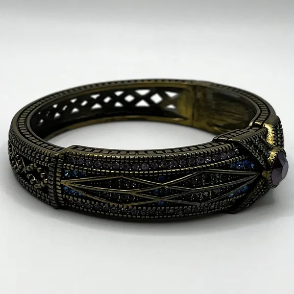Heidi Daus Conscious Coupling Art Deco Purple Blue Crystal Hinged Bracelet‎ - Image 4