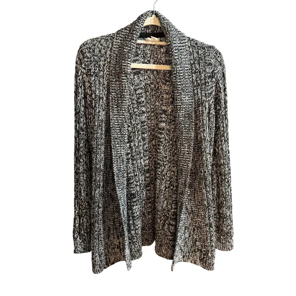 Anthropologie Oversized Black‎ White Marled Cardigan XS - Image 2