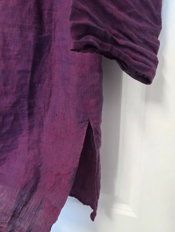 Womens 100% Linen Shirt Dress Size Small Artsy Dark Academia Resort Tropical - Image 7