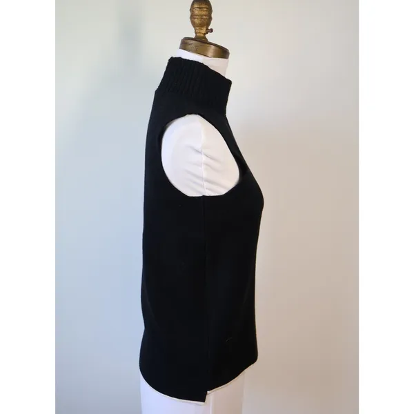 ZARA Black Knit Sleeveless Turtleneck Sweater Vest Minimalist Layering Small - Image 4