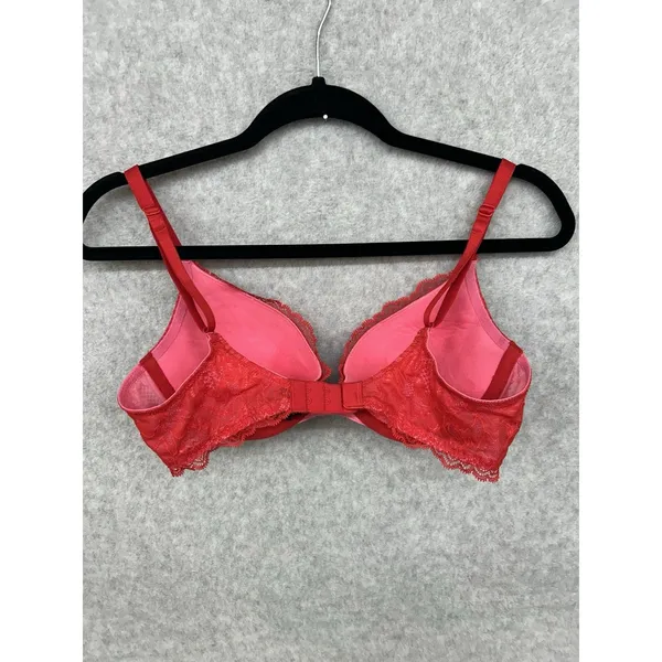 Victorias Secret 36B Sexy Red Lace/Pink Floral Lace Plunge Underwire Bra - Image 4