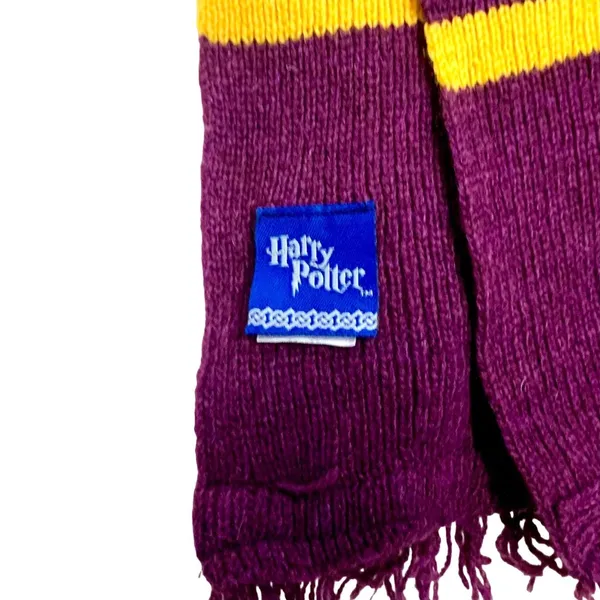 Harry Potter Gryffindor Scarf Costume Halloween Purple Yellow Stripe Lambs Wool - Image 5