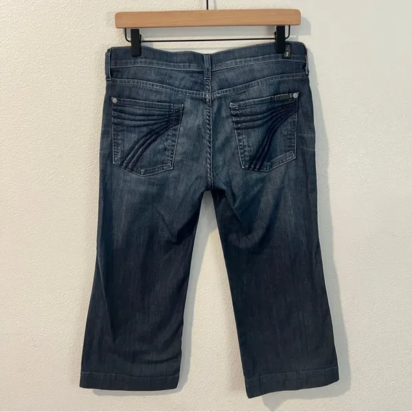 7 For All Mankind Dojo Lightweight Stretch Dark Wash Denim Crop Capri‎ Jean 28 - Image 2