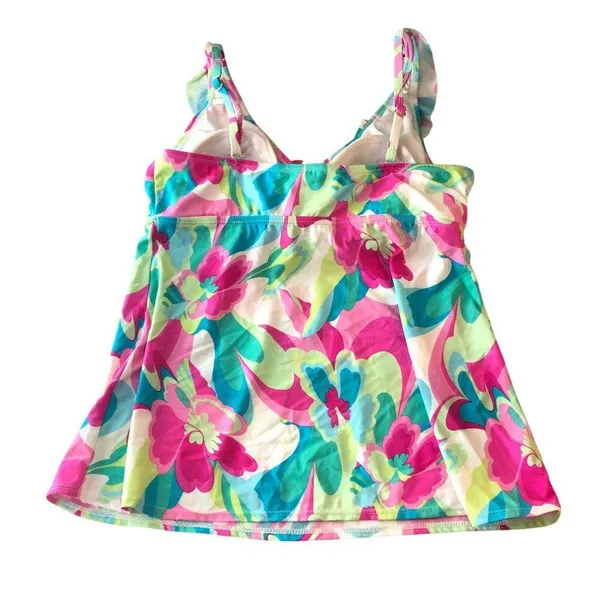 Tankini Top Ruffle Molded Cups Floral Colorful M - Image 2