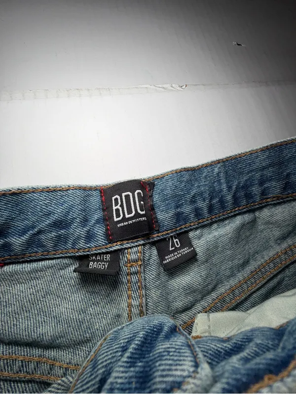 BDG skater baggy Wide Leg Denim Jeans in Light Blue with Frayed Hem - Image 2