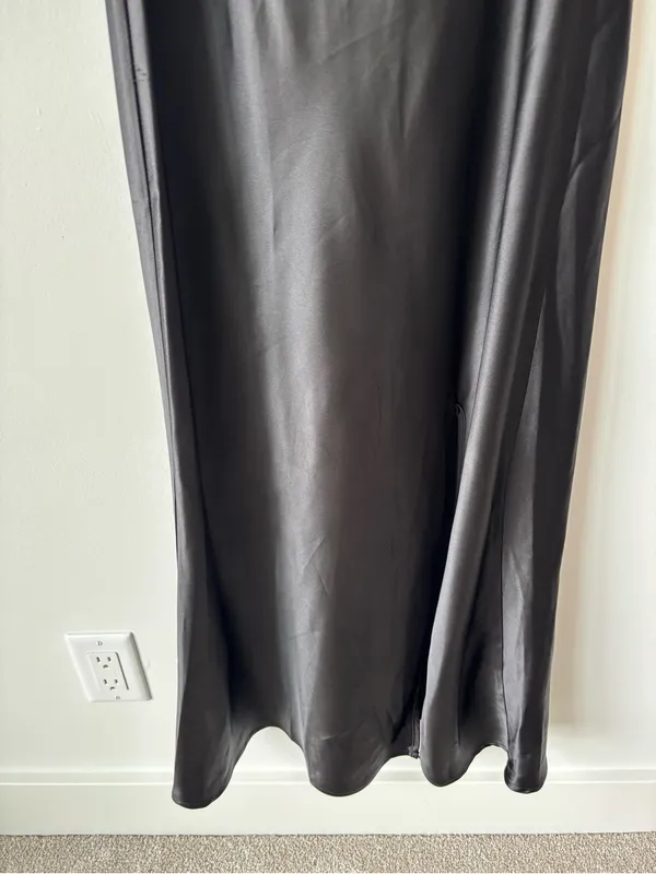 Altar’d State Paityn Strapless Maxi Dress Black Satin Formal Elegant Wedding - Image 6