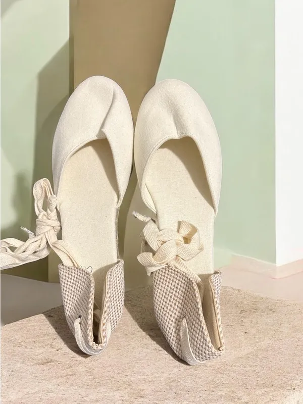 New NWOB Unbranded White Canvas Lace-Up Espadrilles Flats - Size EU 40 - Image 2