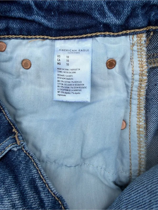 American Eagle Outfitters Distressed Dark Blue Denim Cutoff Shorts - Size 10 - Image 3