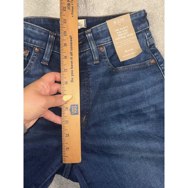Madewell NWT Womens 27T Curvy Perfect Vintage Jeans Mid Rise Blue - Image 14