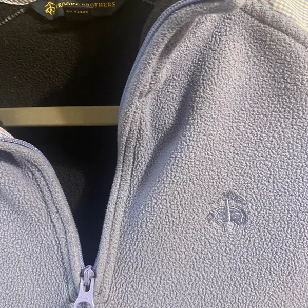 Women’s Brooks Brothers 1/4 Zip Logo Fleece‎ Pullover Blue Size Small - Image 2