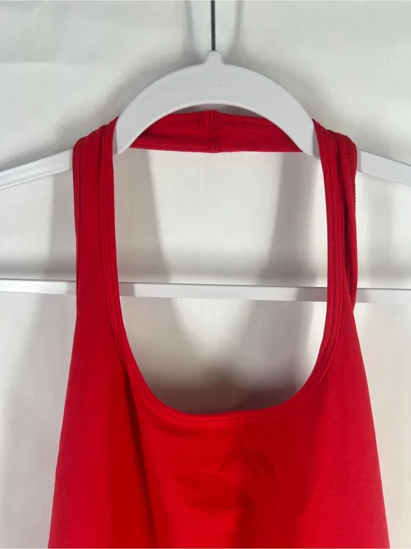 Beyond Yoga Spacedye Prep Halter Dress Candy Apple Red XL Built-In Bodysuit - Image 3