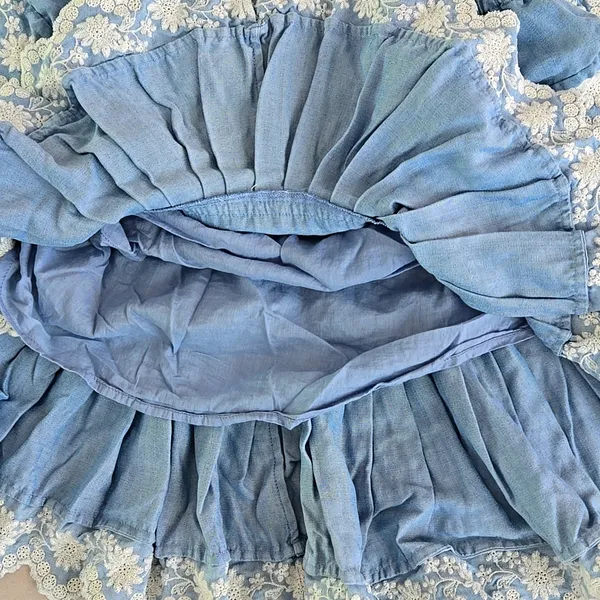 LoveShackFancy Ruffle Mini Skirt in Light Indigo Size XS - Image 5
