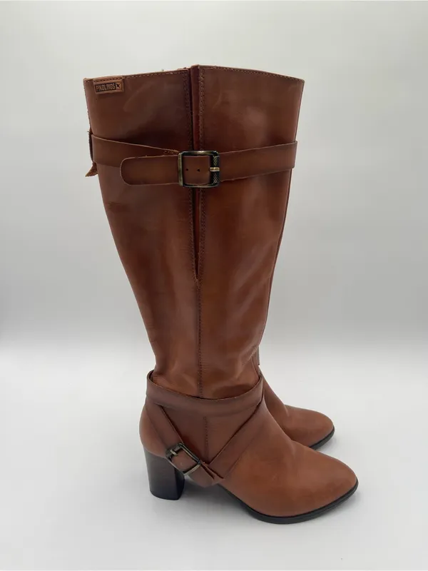 Pikolinos Made in Spain Brown Tall Leather Heeled Boots Womens 37 Riding - Image 5