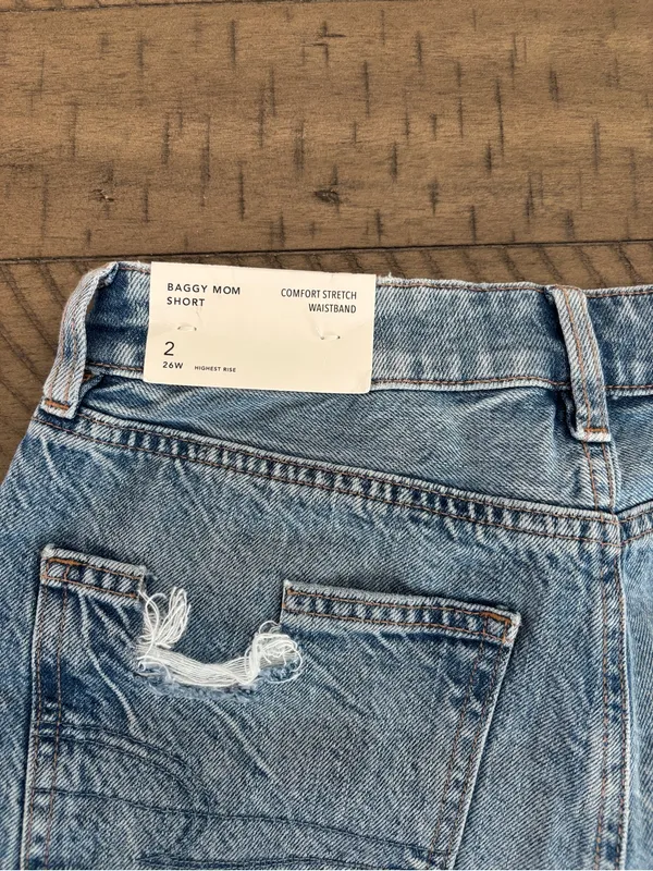 American Eagle Outfitters High-Waist Distressed Denim Shorts - Light Blue - Image 4