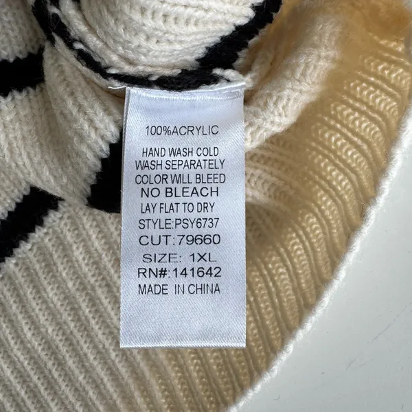 She + Sky Ivory Black Striped Run the Course Sleeveless Knit Top Size 1X NWT - Image 6