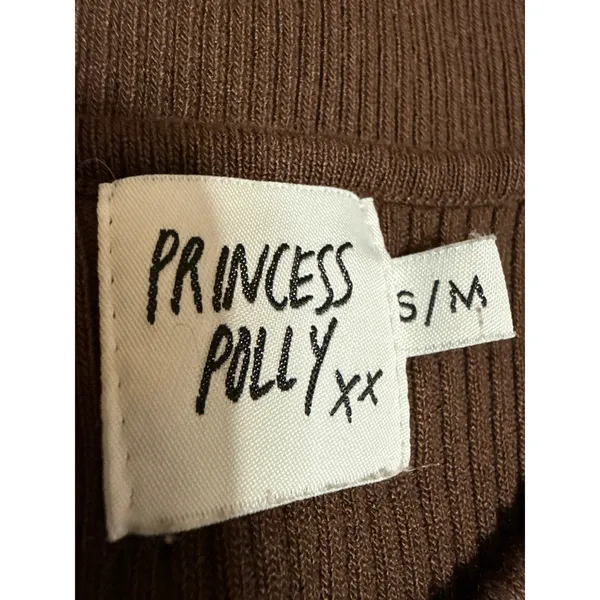 Princess Polly Women's Brown Long Sleeve Ribbed Knit Cutout Sweater Top Size S/M - Image 3