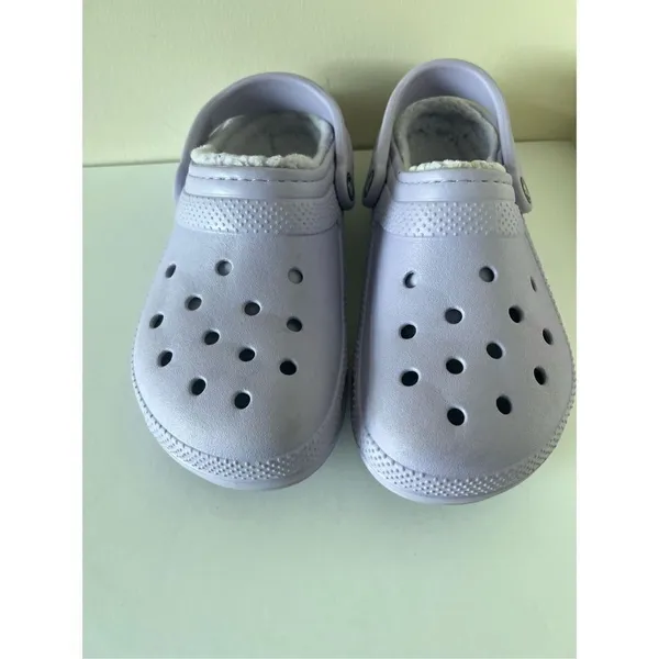 Crocs Comfort Classic Faux Fur Womens 8 and Men’s 6 Slip On Lined Clogs Lavender - Image 4