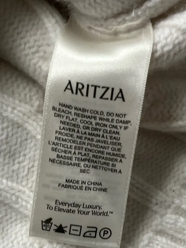 Aritzia Sunday Best Cream Cable Knit Wool Blend Cropped Long Sleeve Sweater S - Image 5