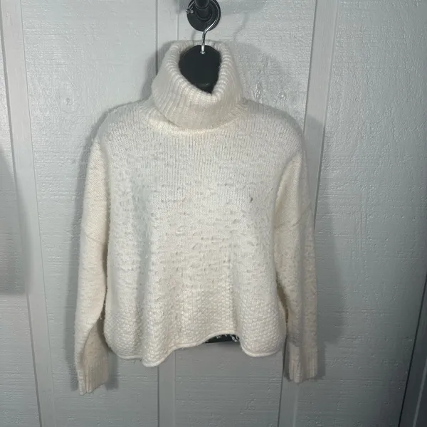 Madewell Sadler Turtleneck Ivory Sweater Size Medium NWOT - Image 4