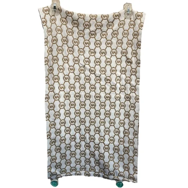 Michael Kors Scarf Reversible Infinity Ivory/Gold‎ Metallic MK Logo Soft OS - Image 3