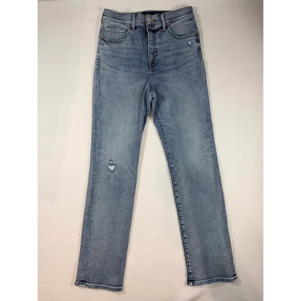 Express Womens 90s Slim Super High Rise 10R Blue Jeans Distressed Denim - Image 2