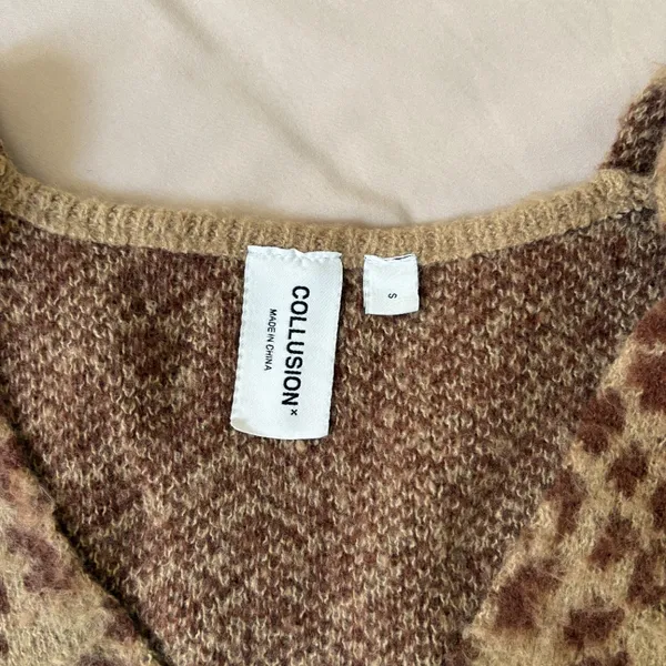 ASOS Collusion Fluffy Leopard Print V-neck Cardigan - S - Image 5