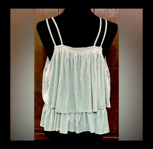 Xhilaration teal velvet Crop top- size Large **refer to measurements - Image 3