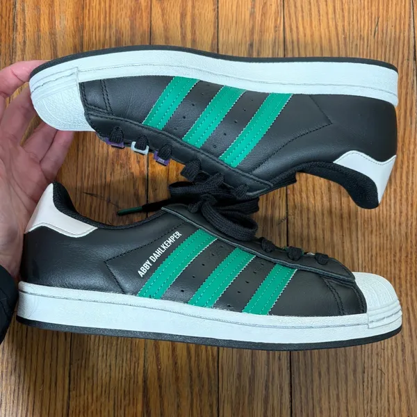 Adidas Superstar x Abby Dahlkemper Sneakers Shoes Black‎ Green Size 7.5 - Image 6