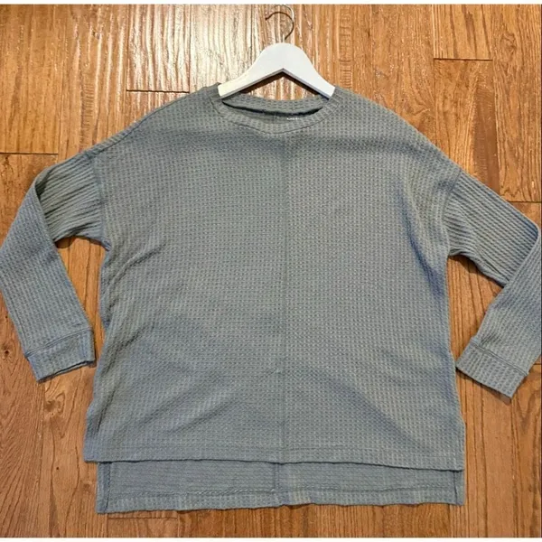 American Eagle green waffleknit oversized seam front top xs - Image 10