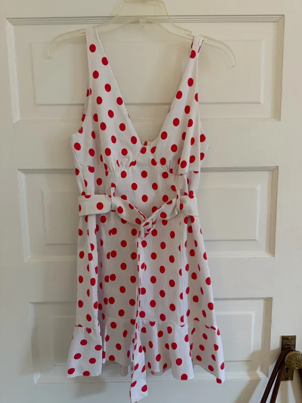 ASOS Red Polka Dot Belted Dress - Image 2