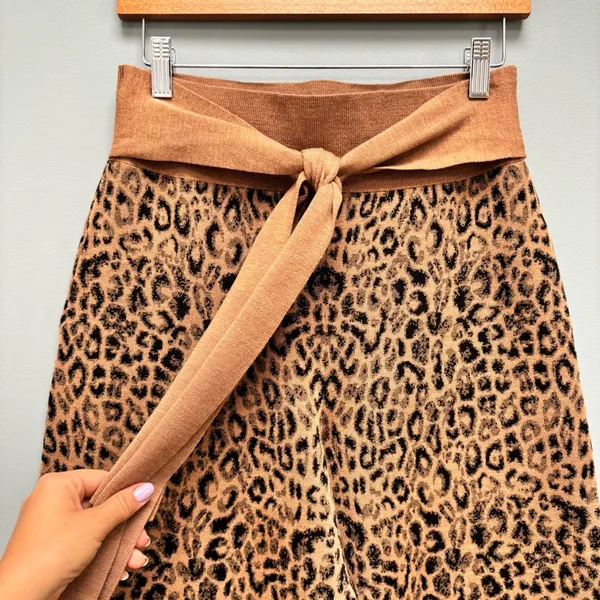 Anthropologie MOTH Leopard Sweater-Tie Knit Trousers S - Image 6