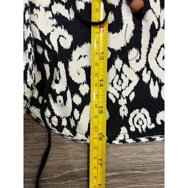 Zara Black White Boho Vest Small Ikat Pattern Tie Waist Statement Layer Festival - Image 5