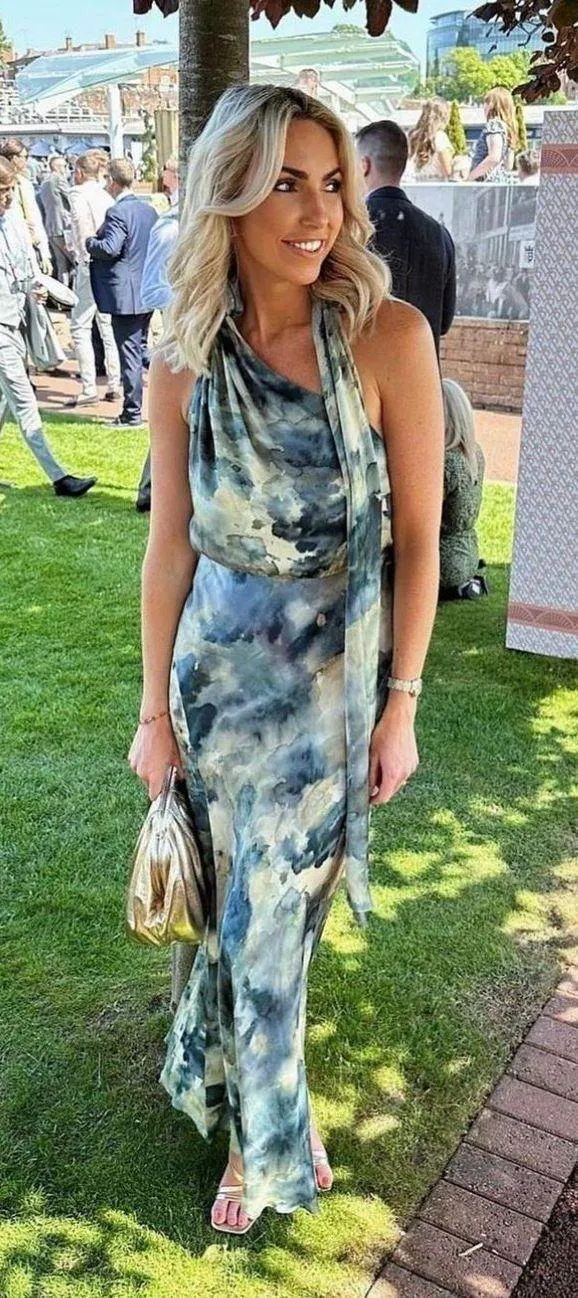 Zara dress halter maxi satin effect gown wedding party coctail bodycon scarf - Image 4