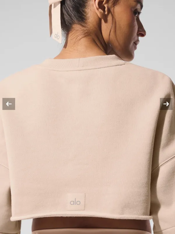 ALO Yoga Extreme Cropped Pullover Macadamia/Light Beige Size XS - Image 13