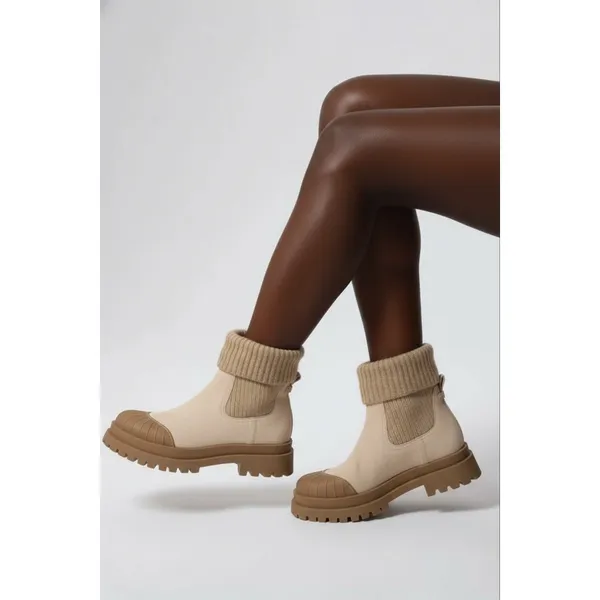 Sam Edelman Steele Oat‎ Suede Knit Cuff Combat Boots Women's, Size 7M, NIB - Image 8