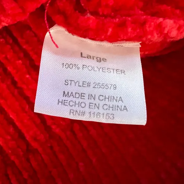 Poof Apparel Red Ribbed Velvet Mock Neck Long Sleeve Sweater‎ Size L - Image 5